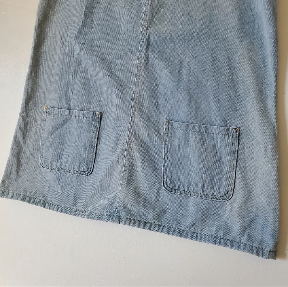 Womens Light Blue Denim Bib Overall Casual Dress Pockets‎ Size Medium